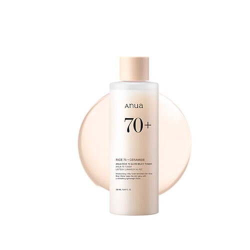 Anua Rice 70 Glow Milky Toner, Glass & Dewy Skin, Hydration & Barrier Care, Reiswasser, Niacinamid, Ceramide, Alle Hauttypen, Duftstofffrei, Nicht komedogen, Korean Skincare, 250ml