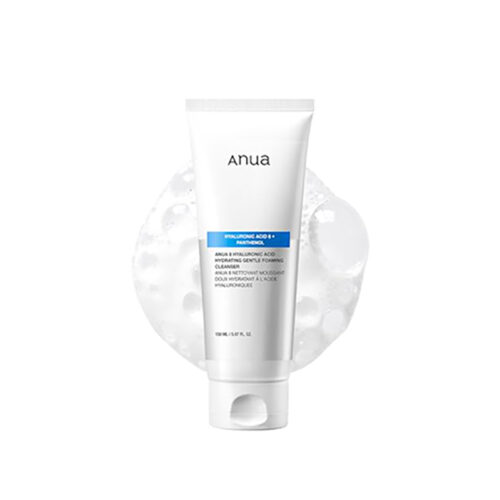 ANUA Hydrating Gentle Foaming Cleanser, Hyaluronsäure, Glycerin, Zink, Panthenol, koreanisches Gesichtswaschmittel für trockene Haut, für doppelte Reinigung, koreanische Hautpflege, 150 ml